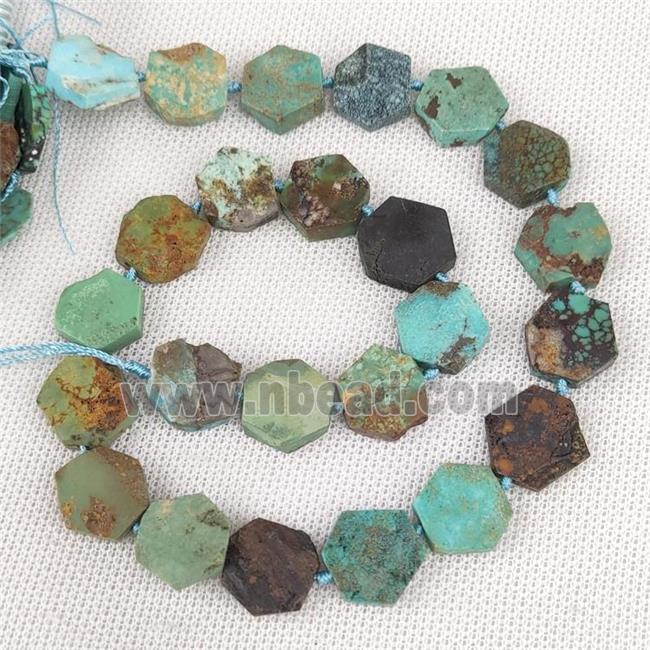 Natural Chinese Turquoise Beads Teal Hexagon