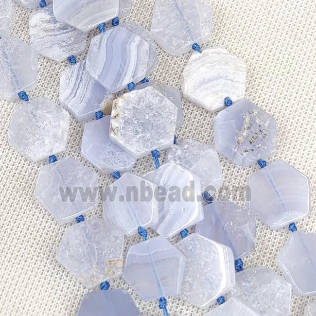 Natural Blue Lace Agate Beads Hexagon