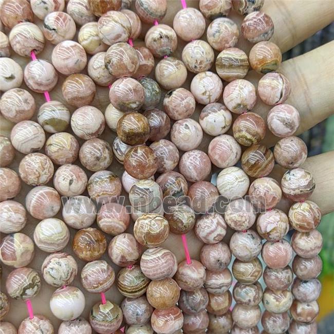 Natural Argentina Rhodochrosite Beads Pink Smooth Round