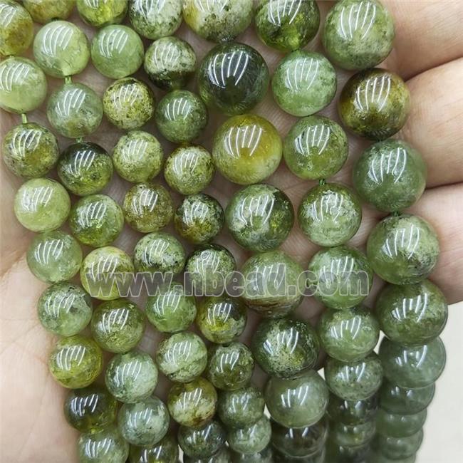 Natural Green Garnet Beads AA-Grade Smooth Round