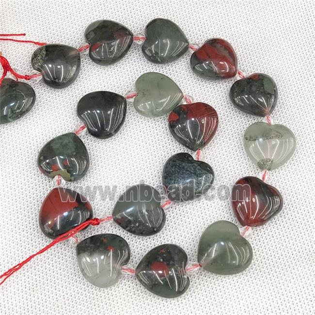 Natural African Bloodstone Heart Beads