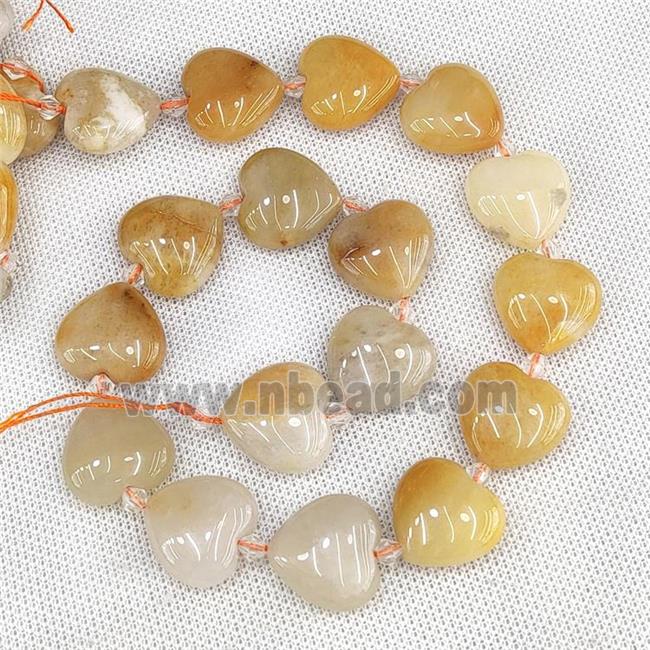 Natural Yellow Aventurine Heart Beads