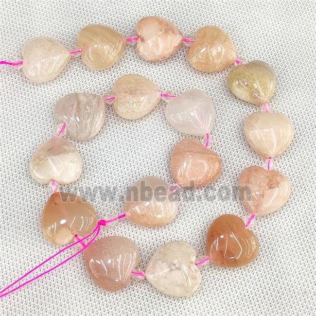 Natural Pink Aventurine Heart Beads