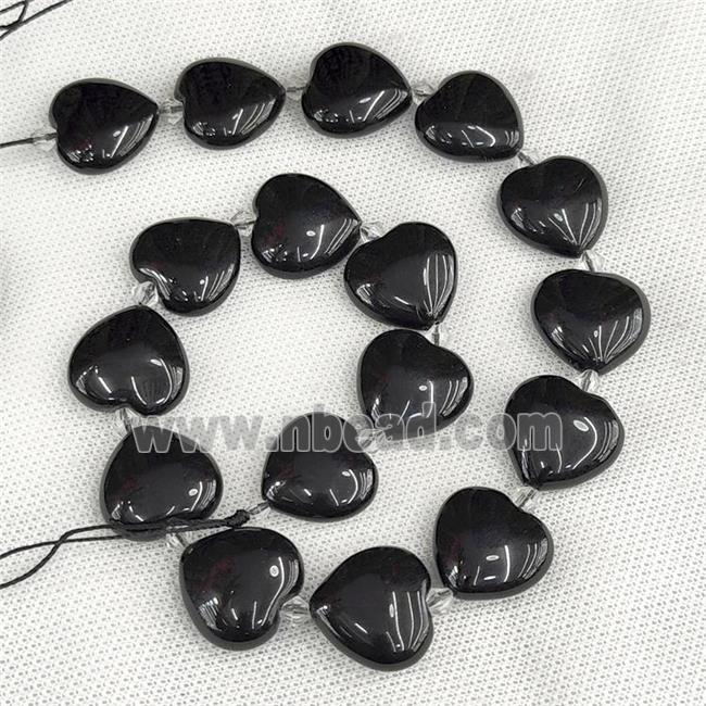Natural Black Obsidian Heart Beads
