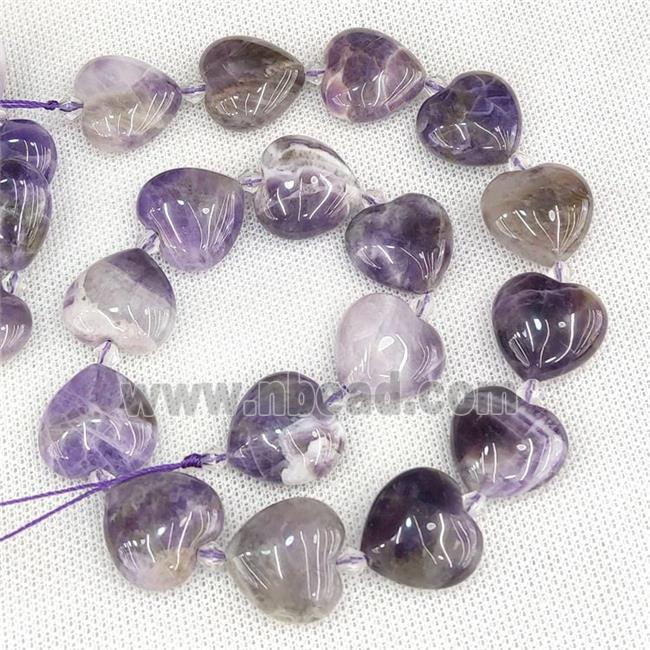 Natural Purple Amethyst Heart Beads
