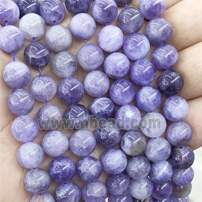 Natural Purple Chalcedony Beads Smooth Round