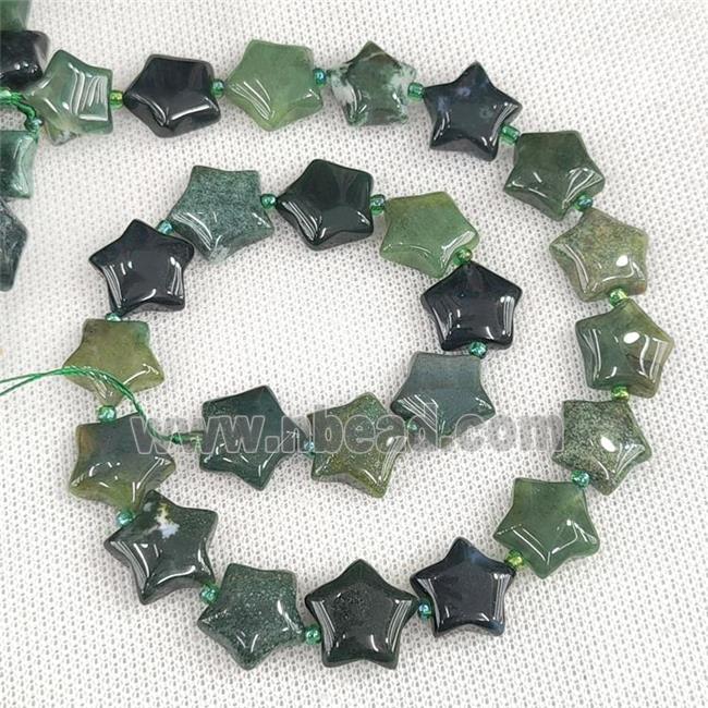 Natural Green Indian Agate Star Beads