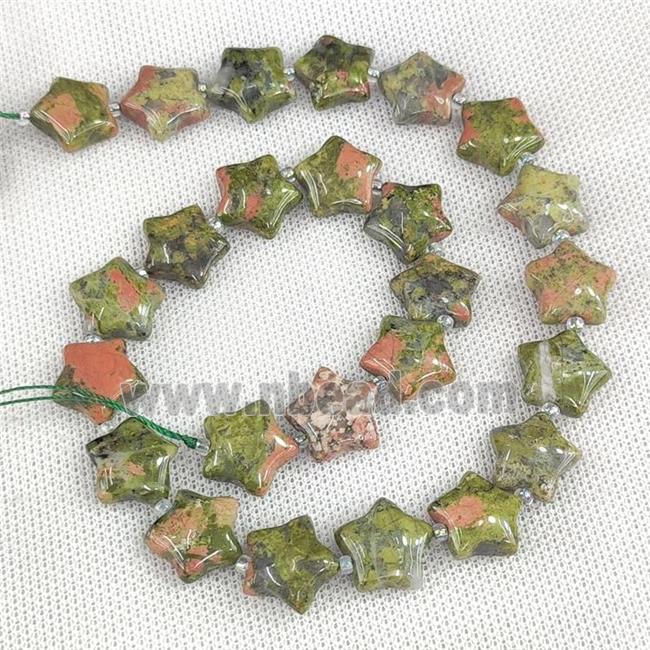 Natural Unakite Beads Star Green