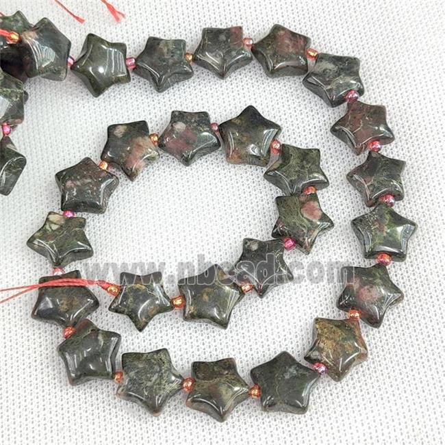 Natural Bloodstone Star Beads