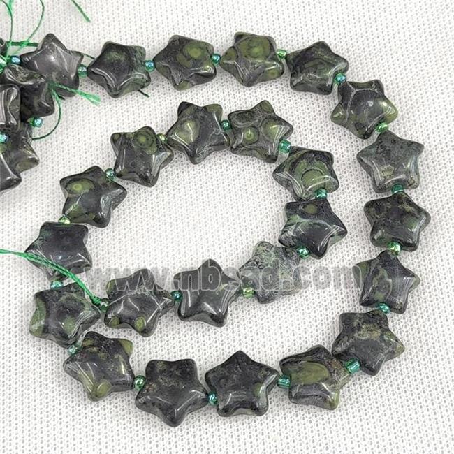 Green Kambaba Jasper Star Beads