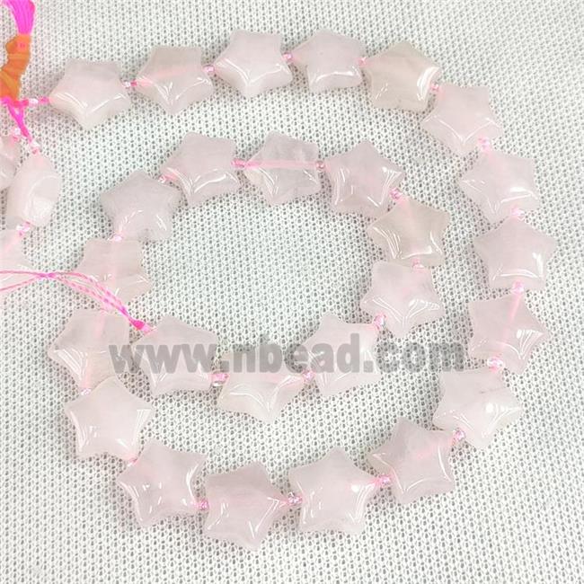 Natural Pink Rose Quartz Star Beads