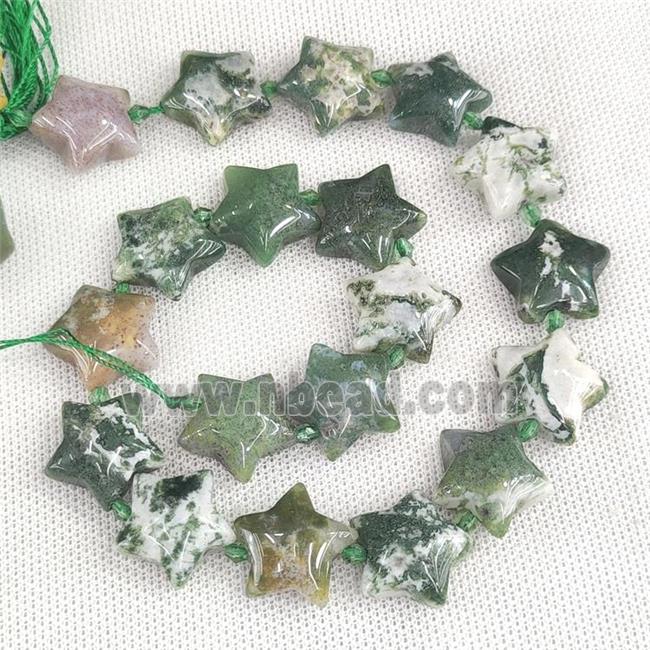 Natural Tree Agate Star Beads Green
