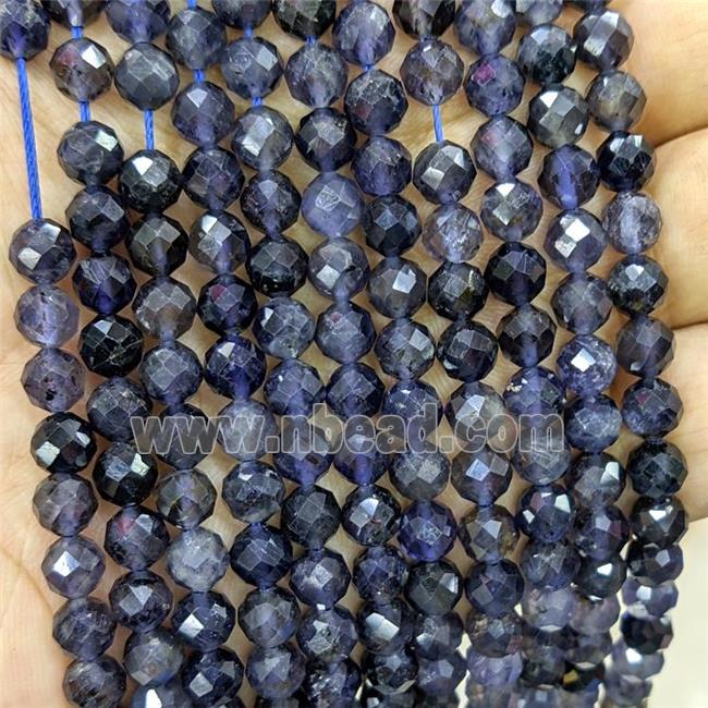 Natural Iolite Beads Inkblue Faceted Round