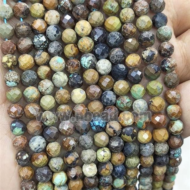 Natural Chinese Turquoise Beads Faceted Round Multicolor