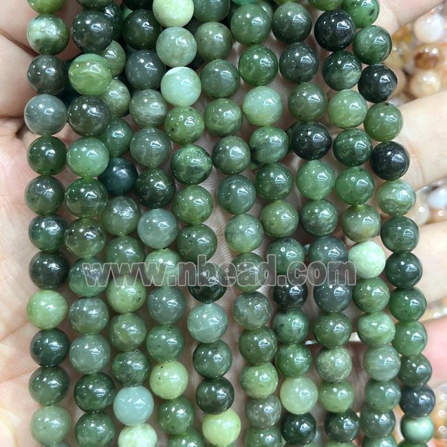Natural Verdite Beads Green Smooth Round Fuchsite