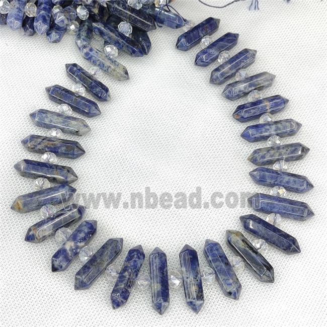 Natural Blue Sodalite Bullet Beads