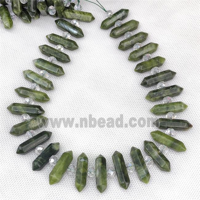 Chinese Taiwan Jade Bullet Beads Green Dye