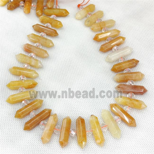 Natural Yellow Aventurine Bullet Beads
