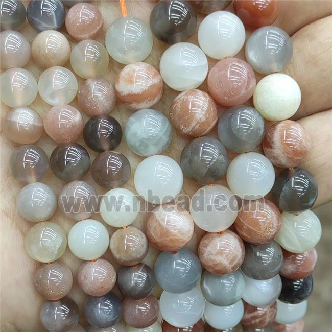 Natural Sunstone Beads Multicolor Smooth Round