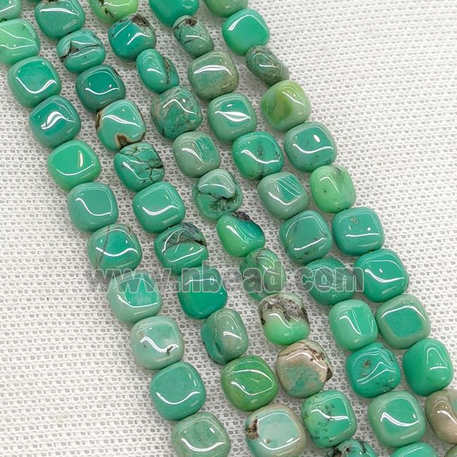 Natural Green Grass Agate Square Beads