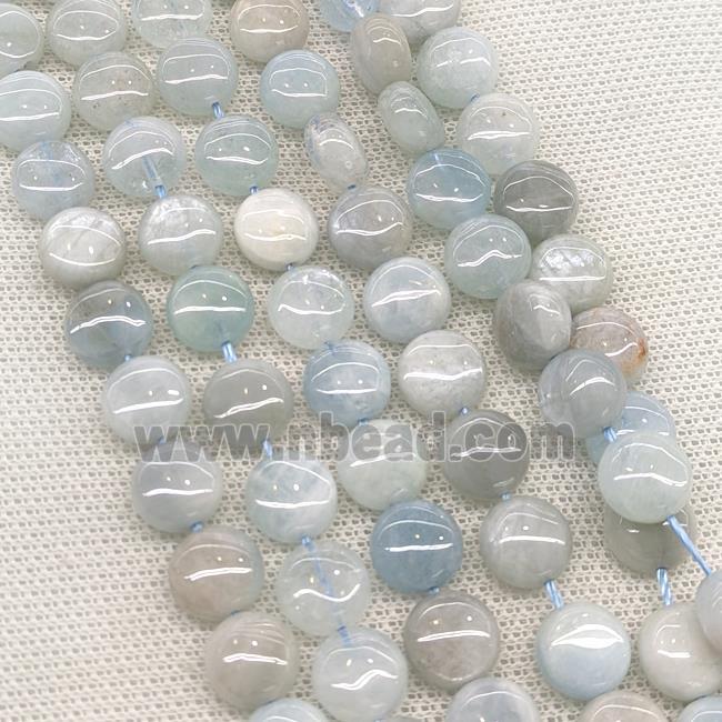 Natural Aquamarine Beads Coin Blue