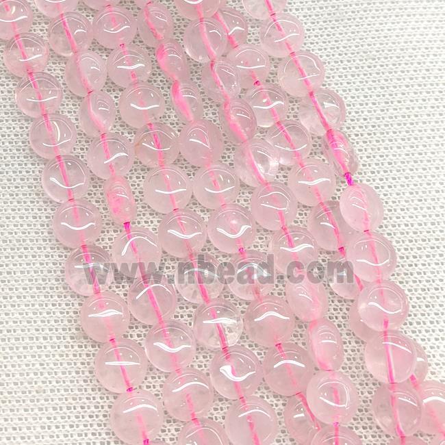 Natural Pink Rose Quartz Coin Beads