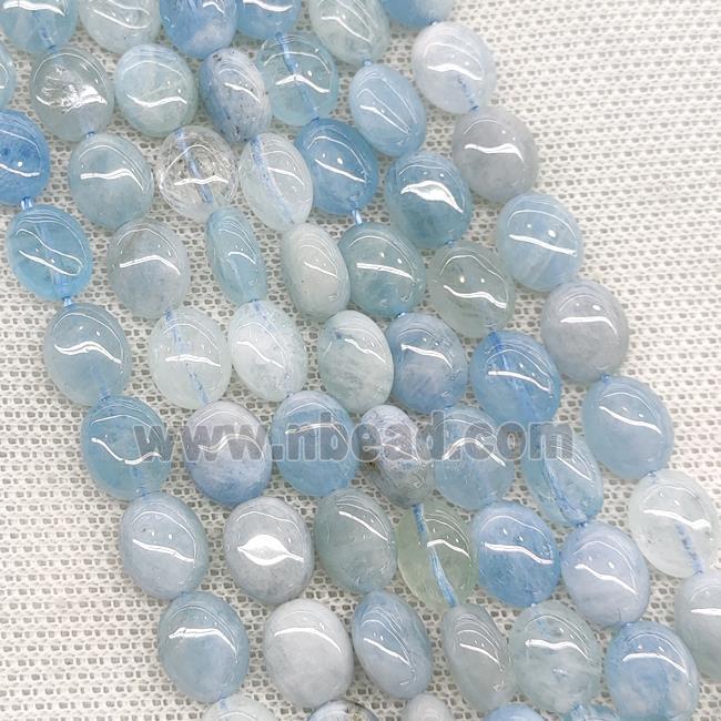 Natural Blue Aquamarine Oval Beads