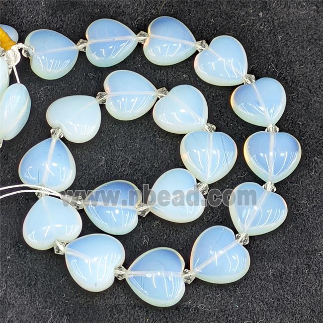 White Opalite Heart Beads