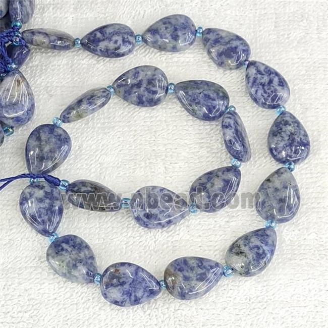 Blue Dalmatian Jasper Teardrop Beads Flat