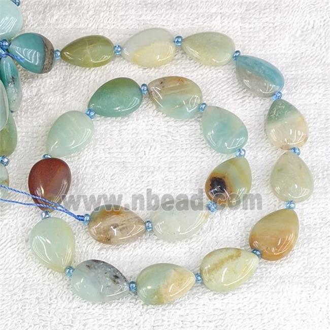 Natural Chinese Amazonite Teardrop Beads Flat
