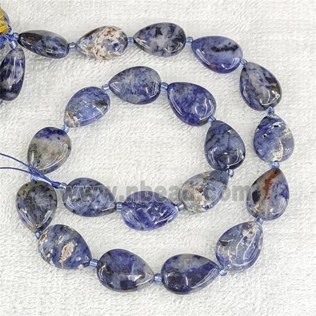 Natural Blue Sodalite Teardrop Beads Flat