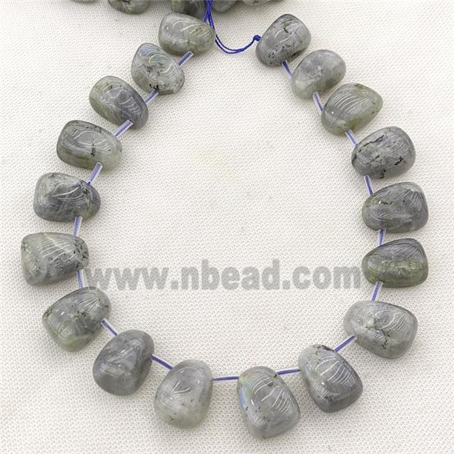 Natural Labradorite Teardrop Beads Topdrilled