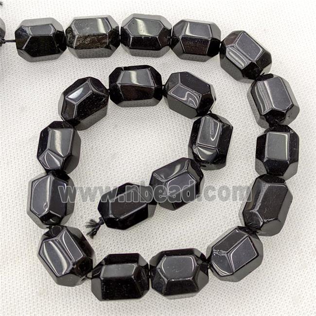 Natural Black Obsidian Beads Faceted Column