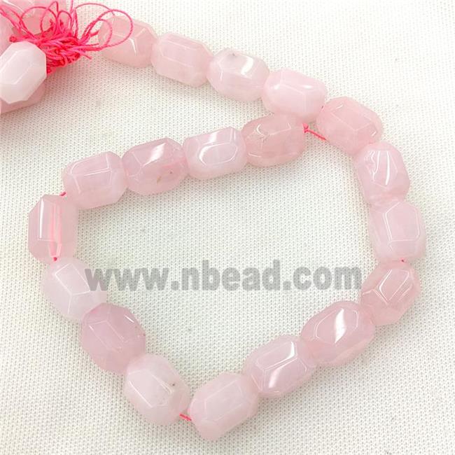 Natural Pink Rose Quartz Beads Faceted Column