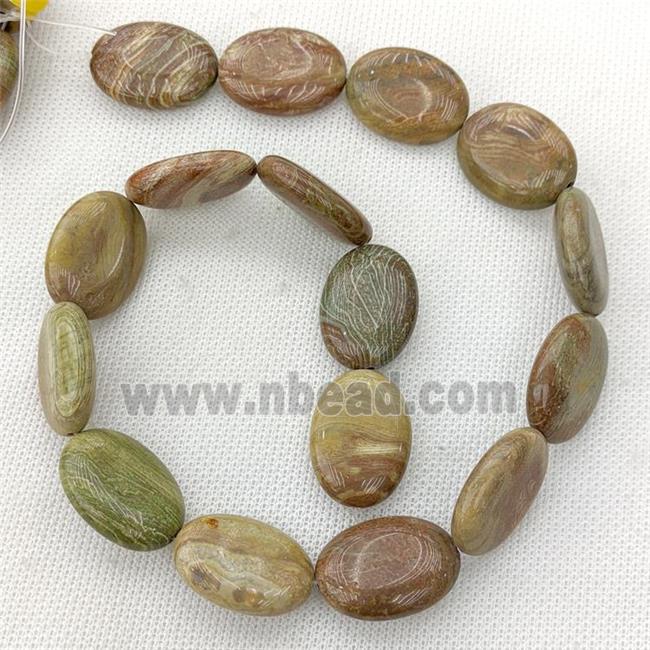 Natural Wood Lace Jasper Beads Oval Coffee