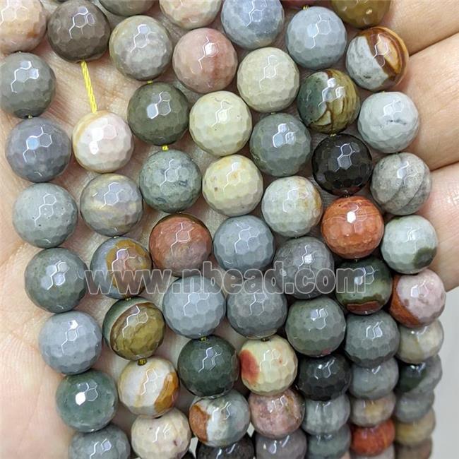Natural Ocean Jasper Beads Multicolor Faceted Round