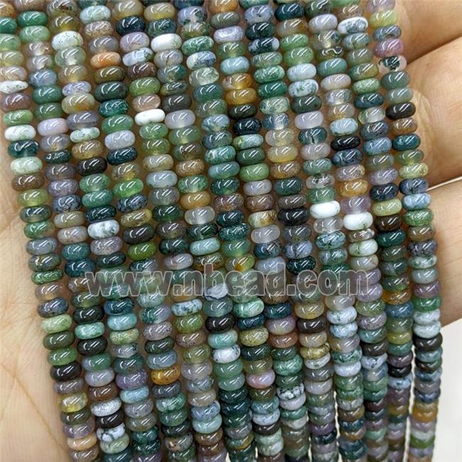 Natural Inidan Agate Beads Green Smooth Rondelle
