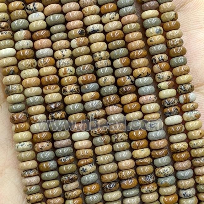 Natural Picture Jasper Beads Smooth Rondelle