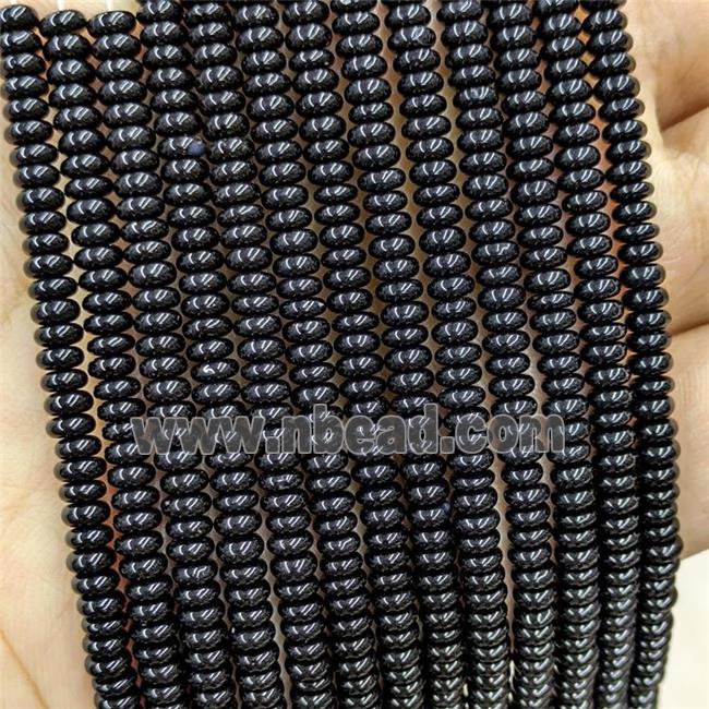 Natural Black Onyx Agate Beads Smooth Rondelle