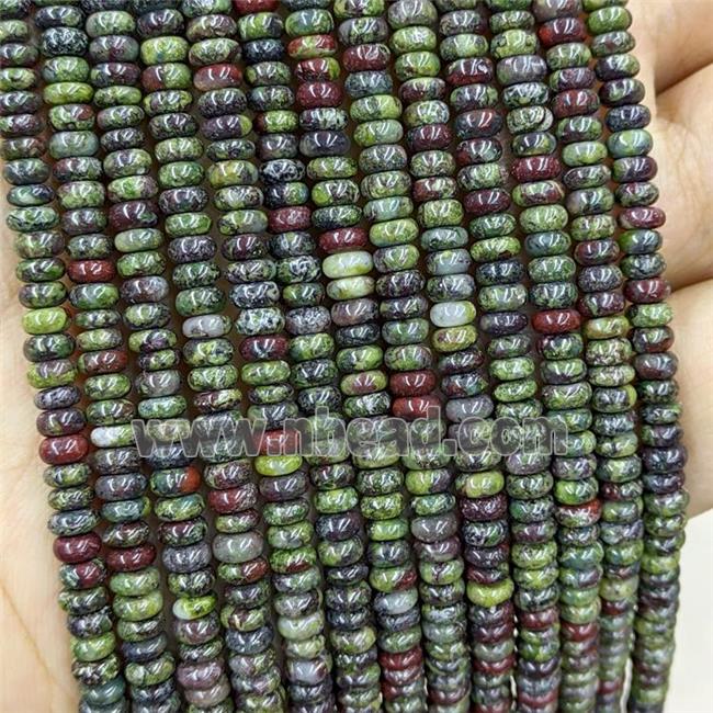 Natural Dragon Bloodstone Beads Green Smooth Rondelle
