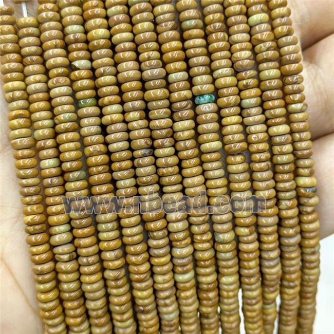 Natural Yellow Wood Lace Jasper Beads Smooth Rondelle