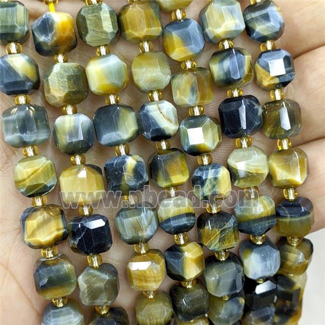 Fancy Tiger Eye Stone Beads Faceted Cube