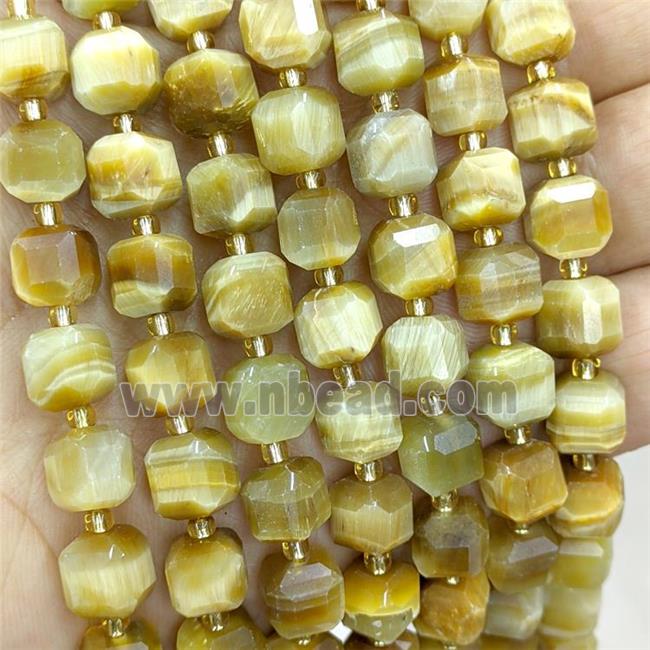 Tiger Eye Stone Beads Golden Faceted Cube
