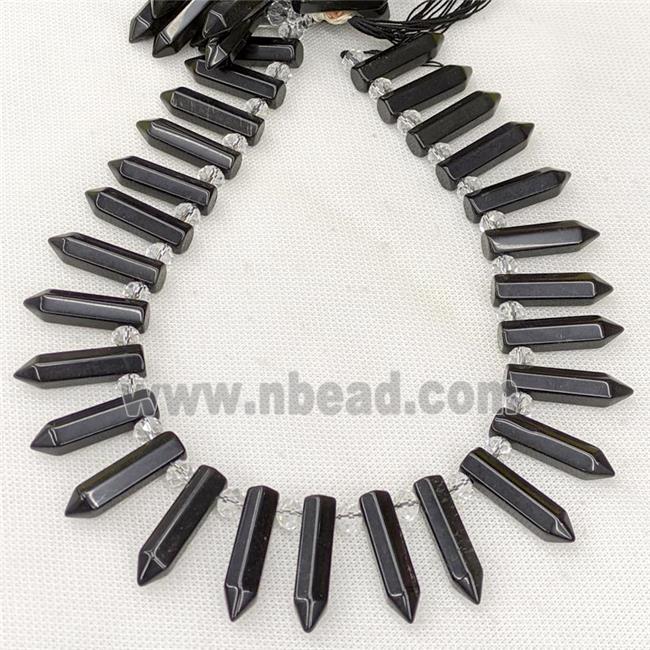 Natural Black Obsidian Bullet Beads