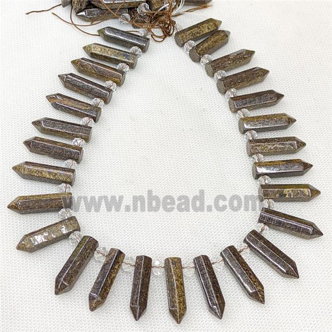 Natural Bronzite Bullet Beads