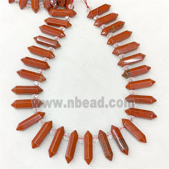 Natural Red Jasper Prism Beads