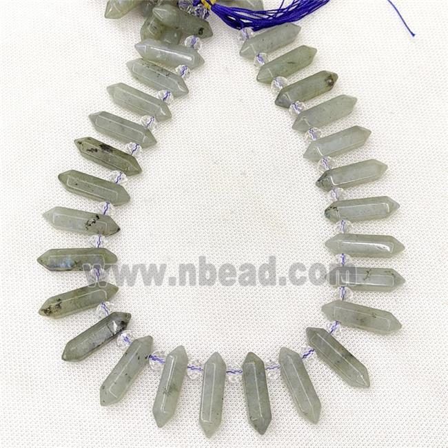 Natural Labradorite Prism Beads Gray