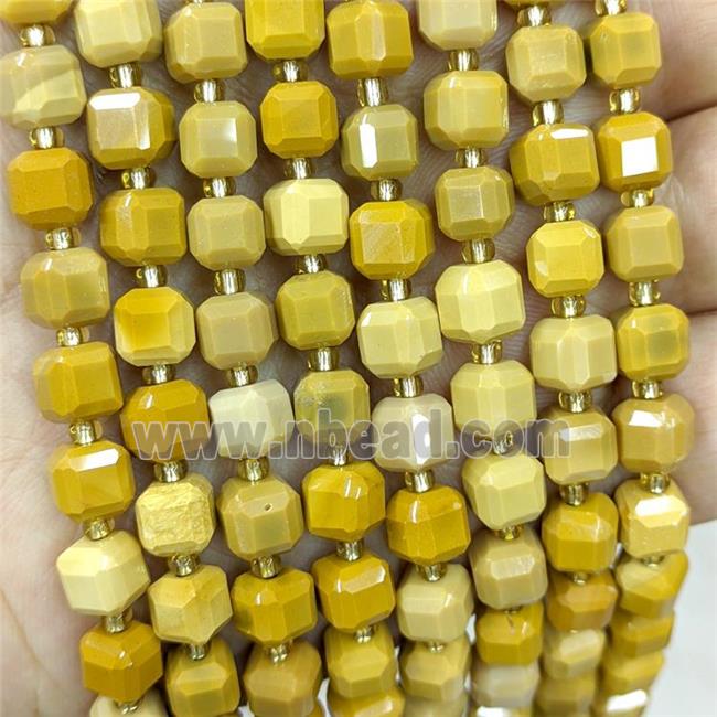 Natural Yellow Mookaite Beads Faceted Cube