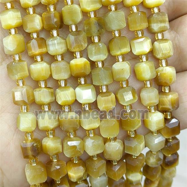 Golden Tiger Eye Stone Beads Faceted Cube