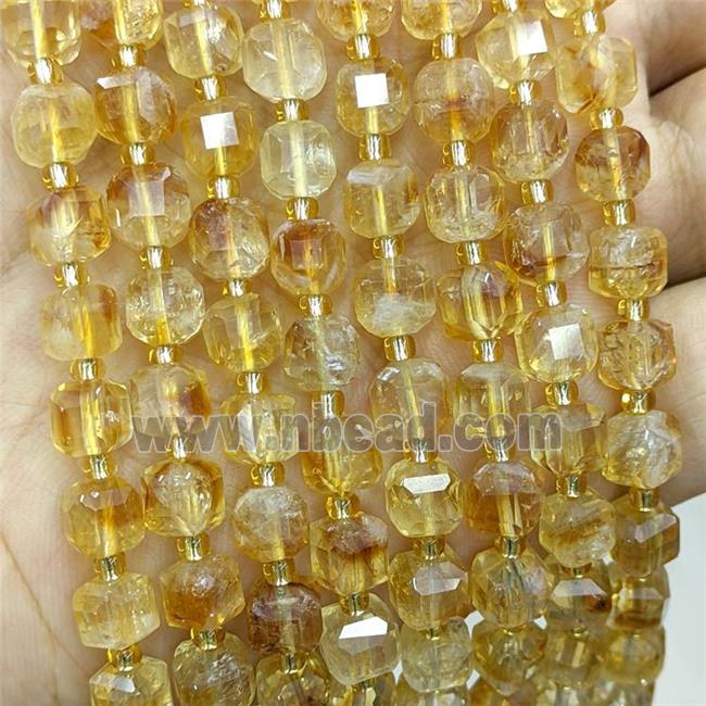 Natural Yellow Citrine Beads Faceted Cube